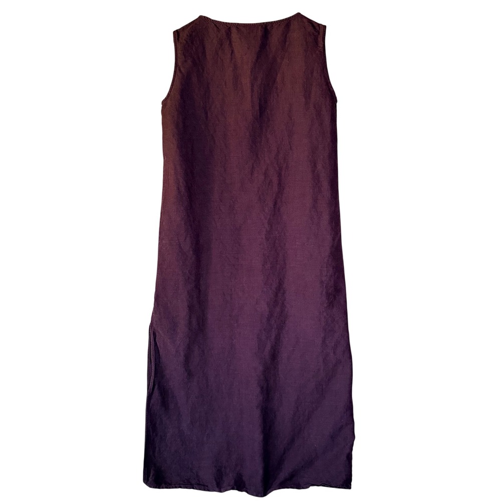 VTG Late 90s Leslie Fay Linen Blend Dress Size M Deep Plum Y2K Shift Career Chic - Picture 2 of 7